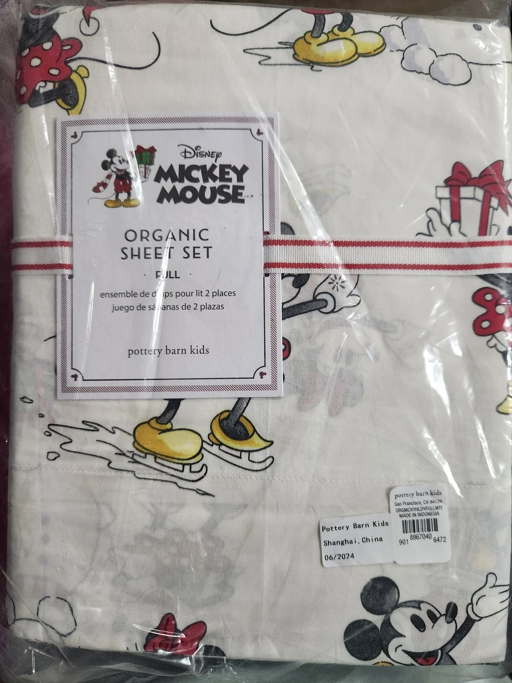 Disney Holiday Mickey & Minnie Sheet Set - White, Red, Green, Yellow